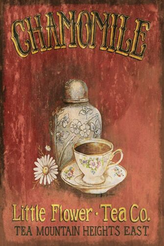 Chamomile Tea - Placa de metal com design retro